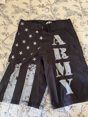 ARMY Graphic Black Men's Athletic Shorts